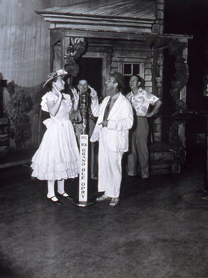 Minnie Pearl and Rod Brasfield at the Grand Old Opry.