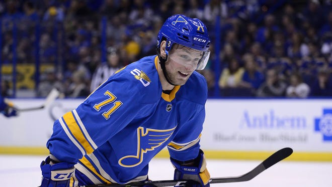 St. Louis Blues left wing Vladimir Sobotka had nine goals and 30 points in 41 games in the KHL this season.