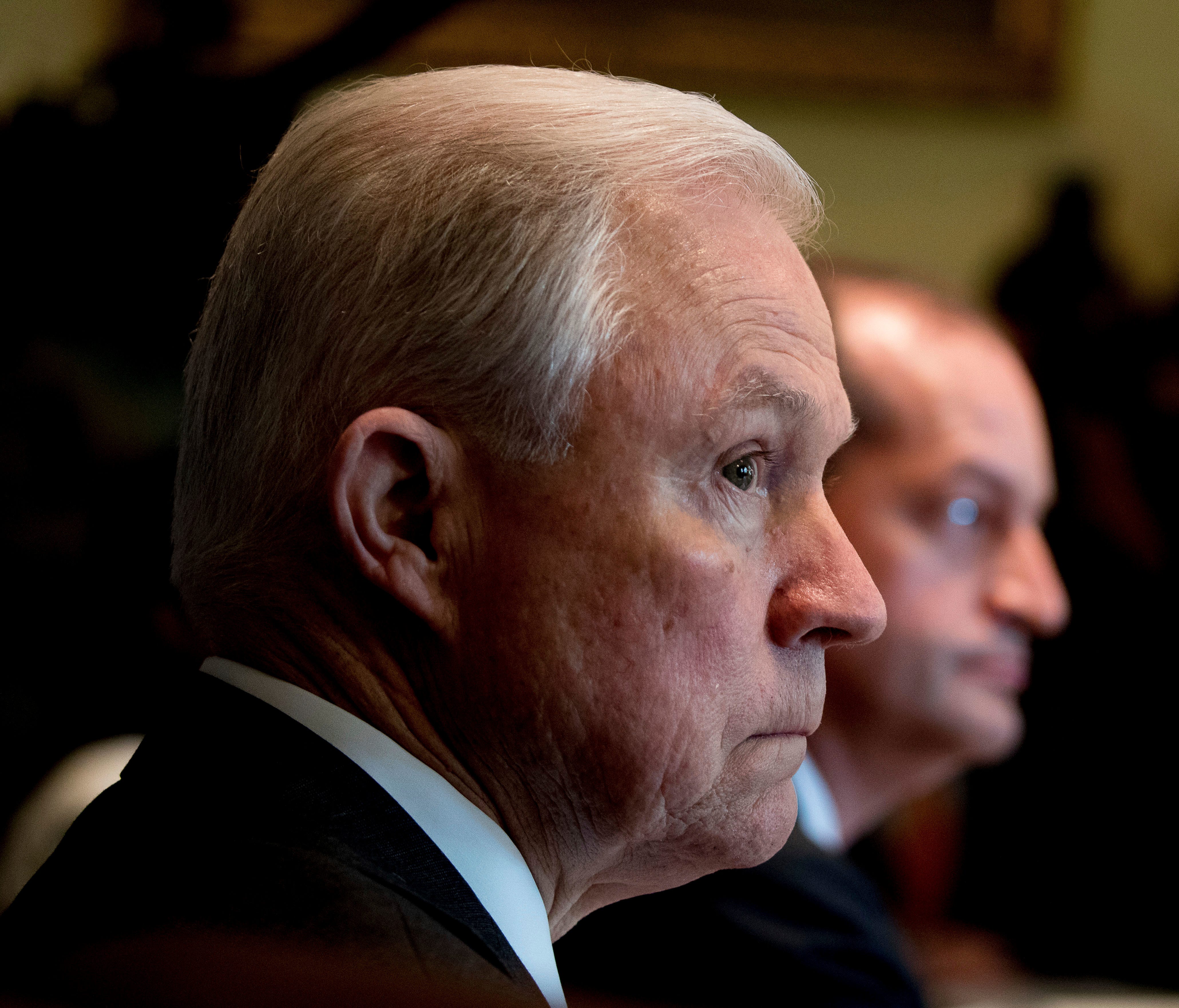 Attorney General Jeff Sessions attends a Cabinet meeting with President Donald Trump, Monday, June 12, 2017, in the Cabinet Room of the White House in Washington.