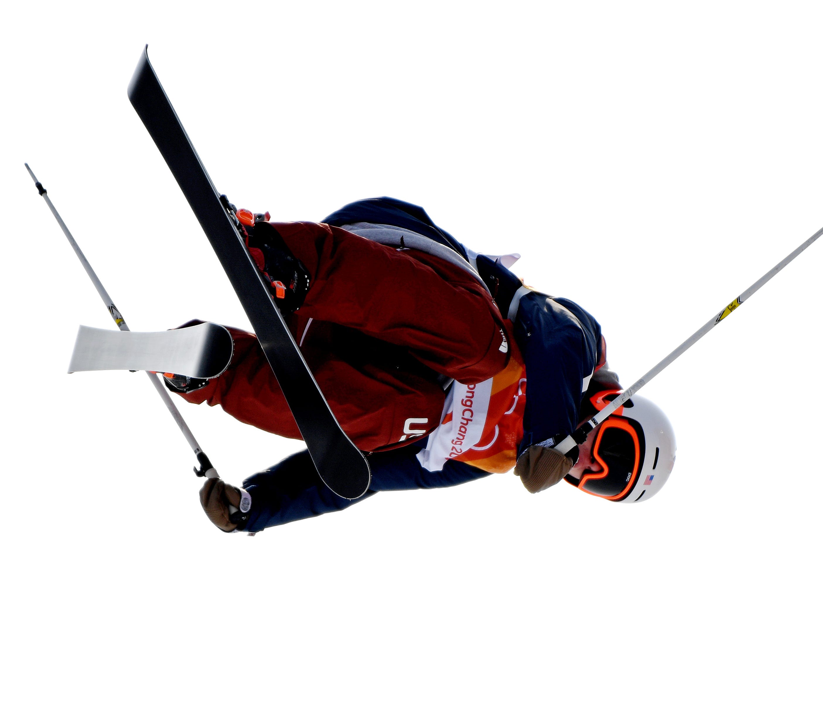 Aaron Blunck competes in the men's freestyle skiing halfpipe qualification during the Pyeongchang 2018 Olympic Winter Games at Phoenix Snow Park on Feb. 20.