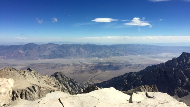 Looking east from the top of Mt. Whitney, elevation 14,505 feet. It's the highest point in the continental United States.