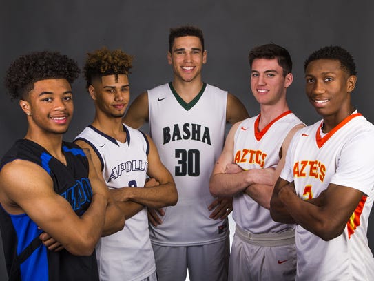 The All-Arizona Boys Basketball Team, from left to