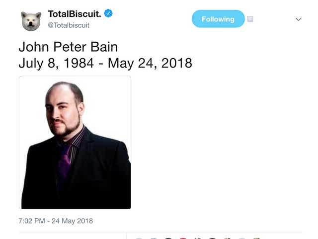Totalbiscuit Youtube Video Game Critic John Bain Dies Of Cancer At 33
