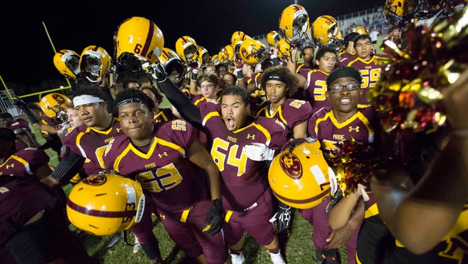 Mountain Pointe's devastating 1-2 rushing punch of Paul Lucas and Brandyn Leonard rolled up a combined 468 yards and six touchdowns in a 45-42 victory over previous No. 1 Chandler, making a statement that it has the best line and run game in the state