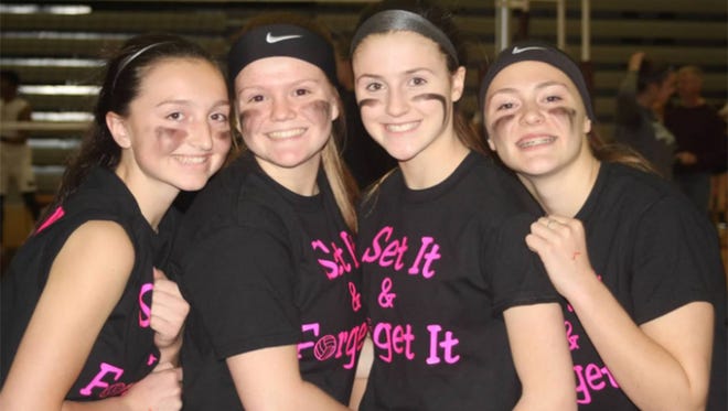 Walled Lake Northern volleyball marathoners (from left) Jordan Cannon, Kaycee Loehr, Ellie Rogers and Mackenzie Krupic.