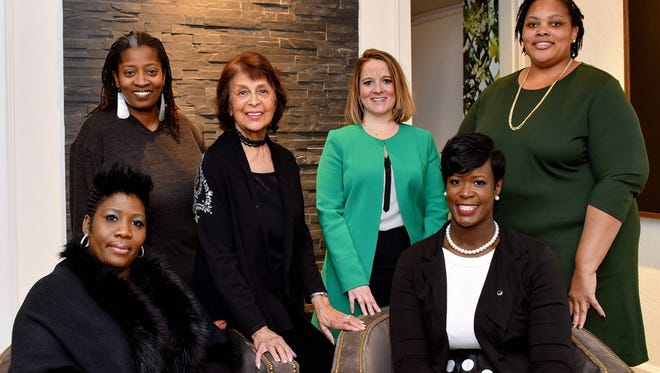 2018 Women of Achievement (from left): Wanda Taylor, Cherisse Scott, Miriam DeCosta-Willis, Rachel Sumner Haaga, Kamilla Barton and Tami Sawyer. (Photograph by Andrea Zucker Photography)