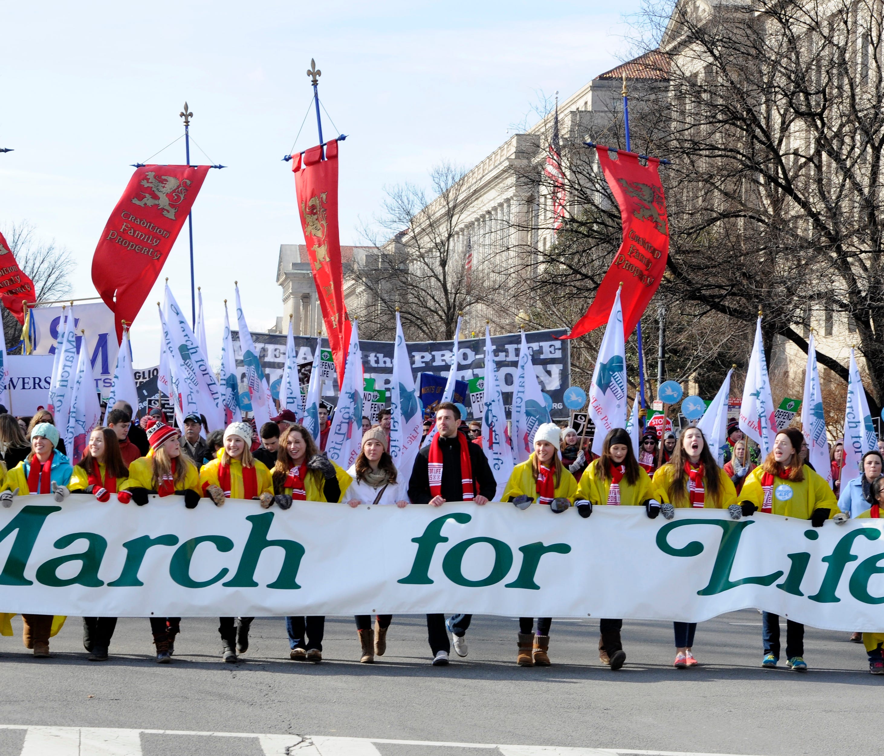 Anti-abortion protesters march in the annual March for Life in Washington, D.C, in 2015.