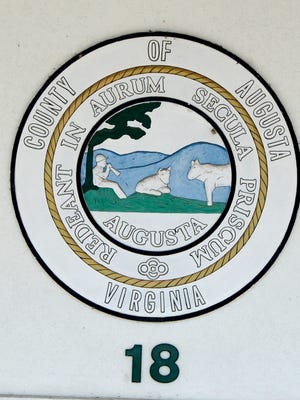 Augusta County seal on the Augusta County Government Center in Verona.