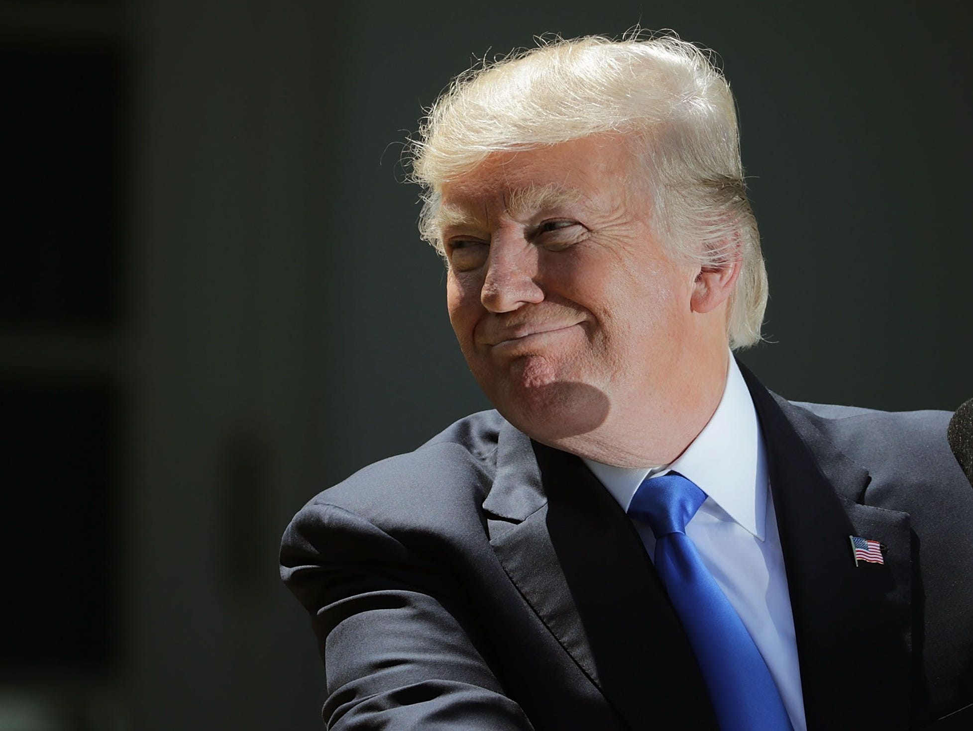 President Donald Trump speaks during a joint news conference with Romanian President Klaus Iohannis in the Rose Garden at the White House June 9, 2017 in Washington, D.C.