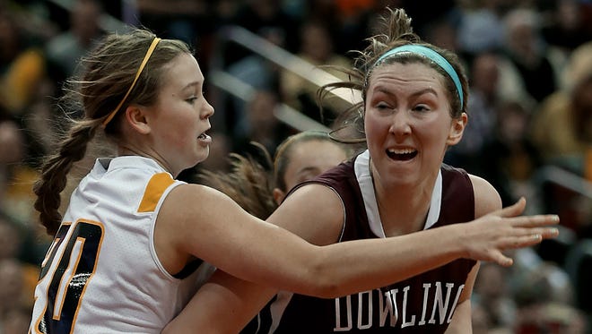 Dowling Catholic's Audrey Faber, right, led the Maroons to a Class 5-A state title last season.