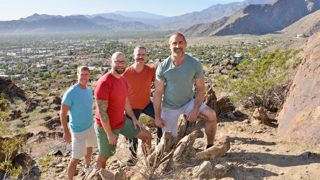 
Daniel Cardone (second from left) hikes with three of the men featured in his documentary, “Desert Migration.” They are Doug Graham (left), Jeff Dannels and Steve Barkal.
