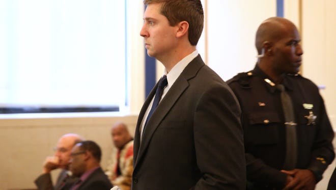 Ray Tensing enters the courtroom on the third day of deliberations after attorneys were called back. Judge Megan Shanahan declared a mistrial. After nearly three days, the jury could not reach a verdict on either charge.