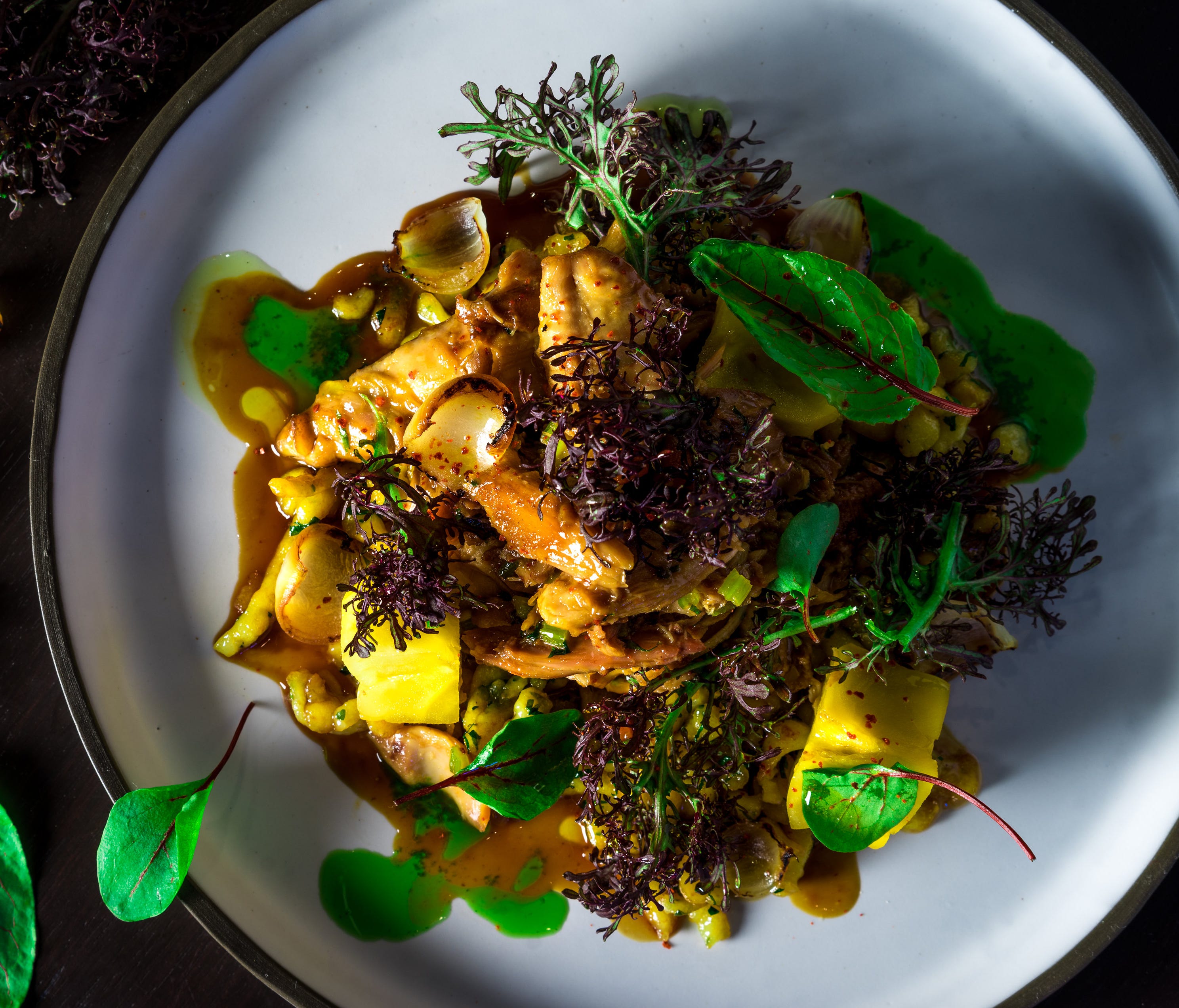 Chef Nyesha Arrington serves fresh, seasonal fare from local sources in Santa Monica, such as Rabbit Sugo with semolina, spatzle, pickled green tomato and sauce diable.