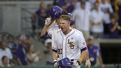 LSU's Jake Fraley (23) drove in a run with an RBI groundout on Thursday.