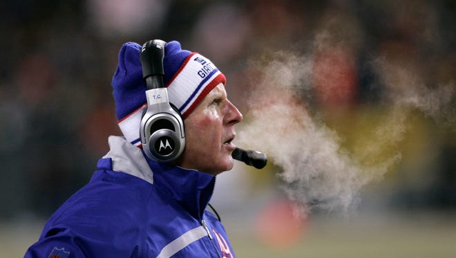 Giants coach Tom Coughlin during the NFC Championship game against the Packers on Jan. 20, 2008, in Green Bay, Wis.
