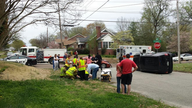 Two people were injured in a wreck Sunday afternoon at Campbell Street and Walnut Street.