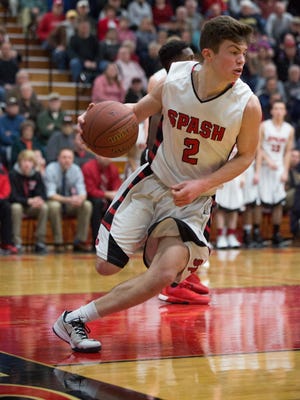 SPASH's Ted Kearney during the non-conference basketball game at Stevens Point Area Senior High School on Feb. 9. SPASH defeated La Crosse Central 84-56.
