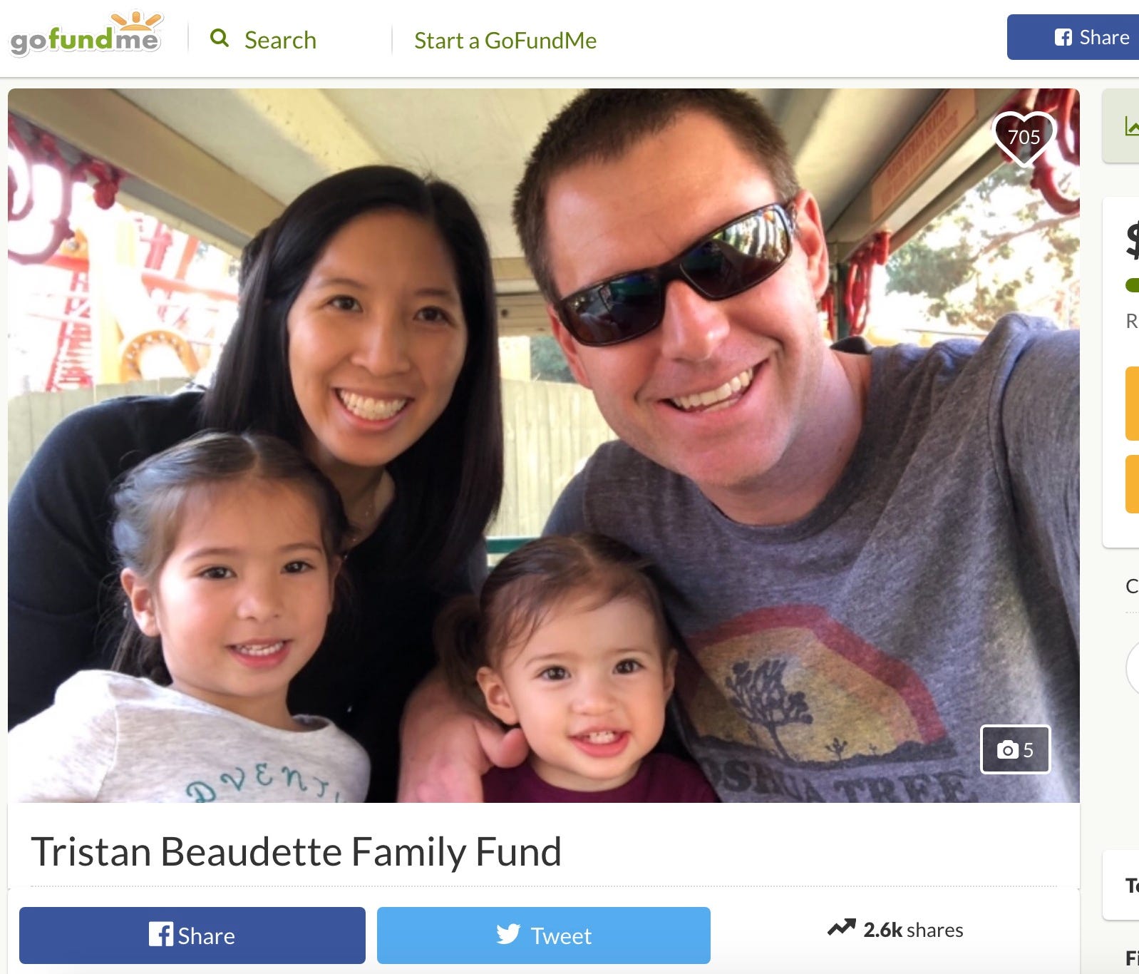 Tristan Beaudette of Irvine, California, was fatally shot in front of his two daughters while camping in Malibu Creek State Park.