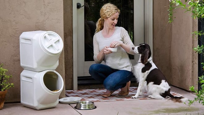 20 Essential Pet Accessories for You : Pet Items for New Dog Owners 25 These stacking dog food containers have thousands of positive reviews.