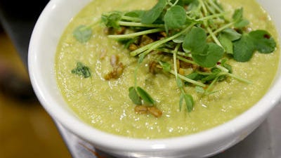 Poblano soup at Ezra's Enlightened Cafe in Broad Ripple. The cafe opened on Aug. 8.