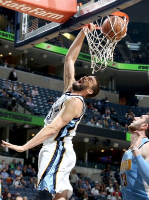 Memphis Grizzlies Marc Gasol dunks over Denver Nuggets Jusuf Nurkic. We did a better job of screening to open up the lane," he said.