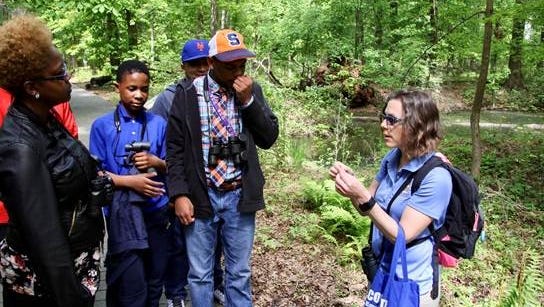 Adam, 14, and a dozen classmates joined New Jersey Audubon to explore Linden’s Hawk Rise Sanctuary, a 95-acre environmental refuge on Range Road that hosts a number of class trips from the city throughout the year.