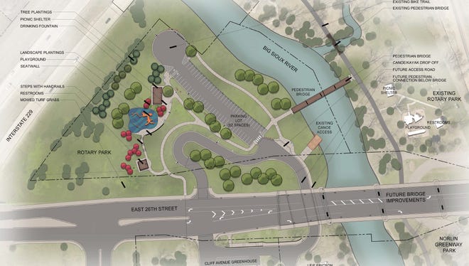 Rotary Park at East 26th Street and Southeastern Avenue will be relocated to the west side of the Big Sioux River to make way for the I-229-26th Street interchange reconstruction project that will start in 2019.