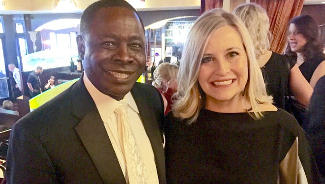 MTSU President Sidney A. McPhee and Nashville Mayor Megan Barry attend the Leadership Music reception in Los Angeles before Monday's telecast of the 58th annual Grammy Awards.