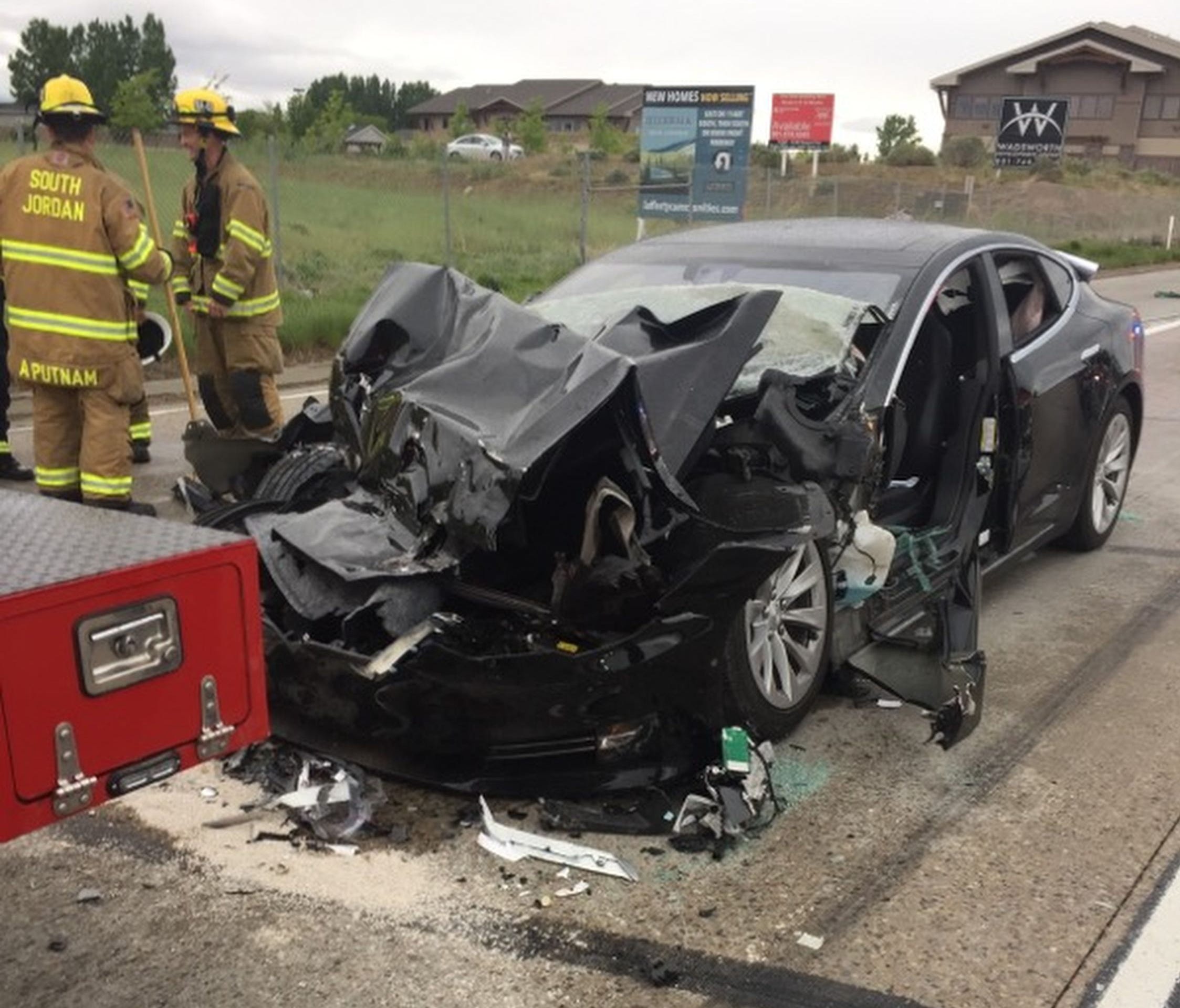 A Tesla sedan with a semi-autonomous Autopilot feature rear-ended a fire department truck at 60 mph (97 kph) apparently without braking before impact on May 11, 2018, but police say it's unknown if the Autopilot feature was engaged.