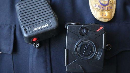 Carlisle Police Chief Eric Spring wore a body camera on his shirt while he was a sergeant for the Johnston Police Department. Des Moines police are pushing back a deadline for all officers to wear the cameras by June 2016.