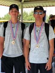 The Crowell High School boys doubles team of Seth Bearden