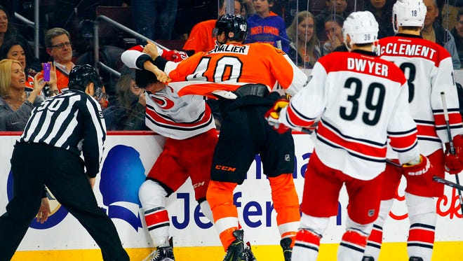 Vinny Lecavalier fought twice in the same game for the first time in his career.