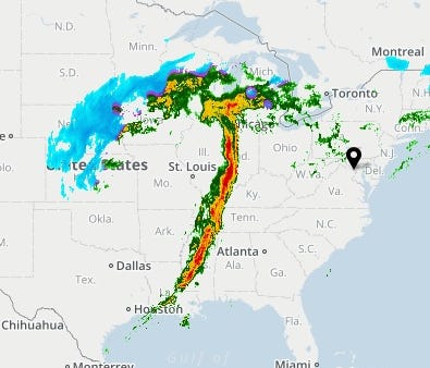 The USA TODAY Weather map showed a strong storm moving across the U.S. on Monday, Jan. 22, 2018.