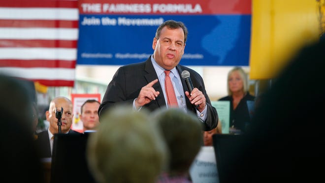 NJ Governor Chris Christie speaks during the "Fairness Formula" forum held at the Wall Township library Tuesday, Jun 28, 2016.  