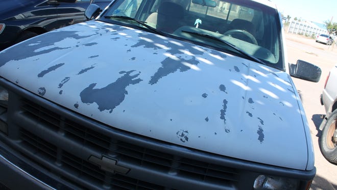 Francis Williamson said his vehicle fell victim to hail damage in Oro Grande on Wednesday evening.