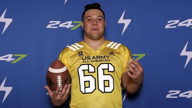 Chuck Filiaga is a four-star offensive tackle from Aledo, Texas. He's listed at 6-feet-6 and 335 pounds and ranked the No. 16 tackle in the country and No. 14 prospect in Texas. He also reportedly had scholarship offers from Alabama, Auburn, Florida, Oklahoma, Oregon, Texas and USC, among others.