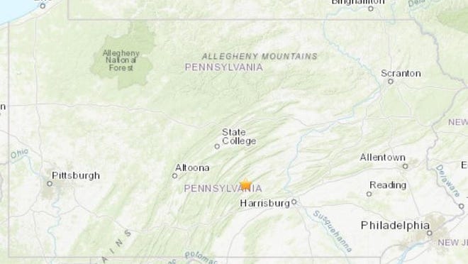 The U.S. Geological Survey says the epicenter of Wednesday night’s magnitude 3.4 quake was about 11 miles southwest of Mifflintown.