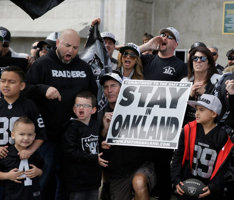 Raiders fans at a rally this weekend in Oakland.