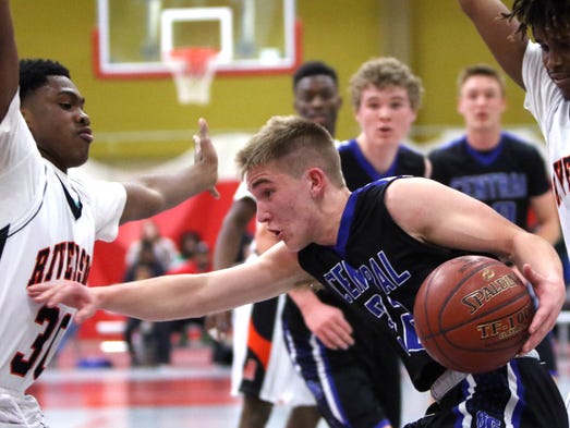 Brookfield Central's Gage Malensek battles out from