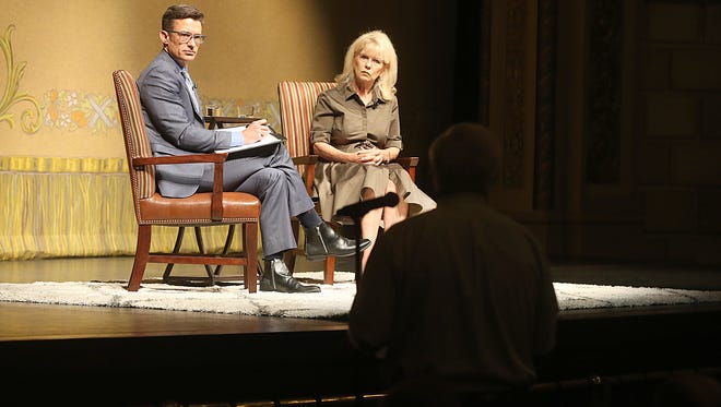 Anthony Wilson, alongside mayor Brenda Gunter, listen to public questions during the State of the City address at Murphey Performance Hall in the City Auditorium on Tuesday, August 8, 2018. Wilson, who has served as the City of San Angelo's communications director since December 2018, has accepted a job as town manager in Belgrade, Maine.