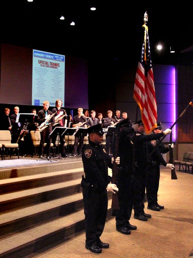 The Germantown Police Honor Guard presents the colors