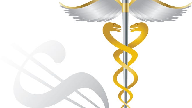 Caduceus Medical Symbol for Health Care Organizations with Dollar Sign Shadow