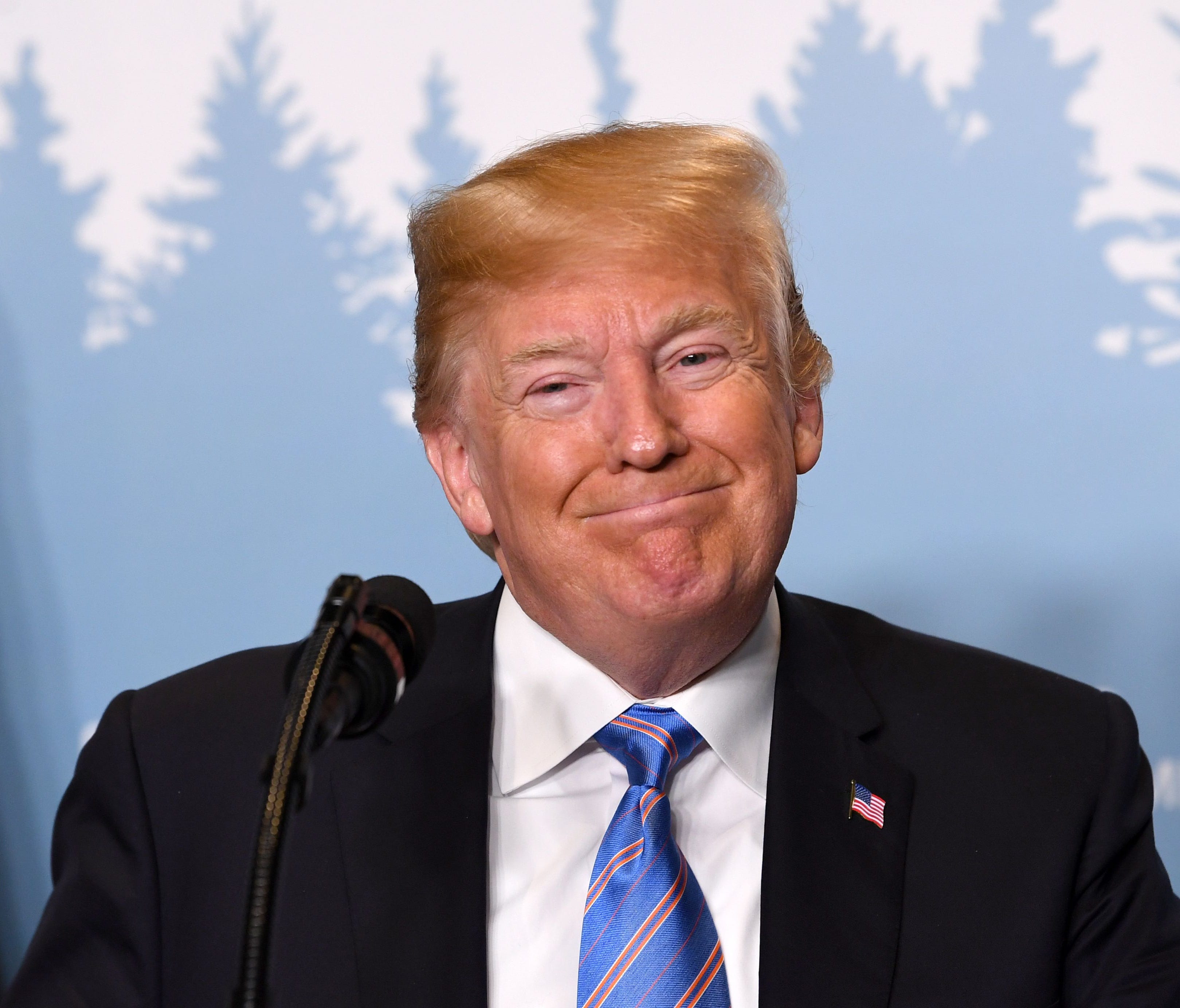 President Donald Trump speaks to reporters on June 9, 2018, during the G7 Summit in La Malbaie, Quebec, Canada.