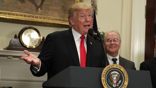 President Trump and Health and Human Services Secretary Tom Price at the White House, Washington, July 20, 2017.