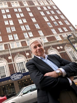 Jack Kay, chairman of the York County Industrial Development Authority, stands in front of the Yorktowne Hotel, which the authority bought in December for $1.8 million. The state awarded the IDA a $10 million grant to renovate the historic hotel.