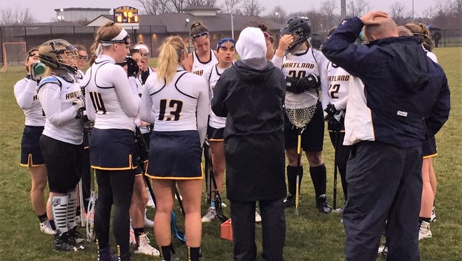 Hartland advanced to the regional finals in girls' lacrosse with an 18-10 victory over Midland.