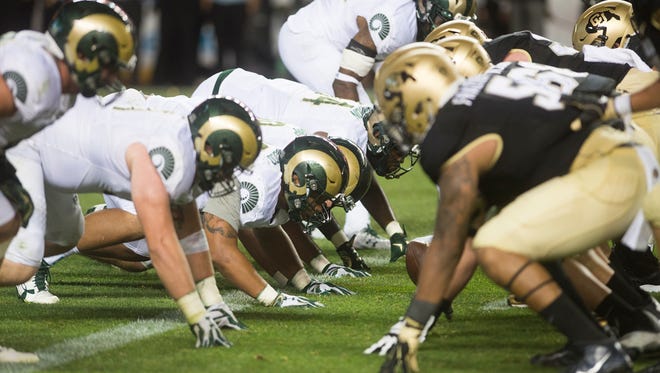 CSU defense lines up against the Buffs during the Rocky Mountain Showdown at Sports Authority Field at Mile High Stadium in Denver Friday, September 2, 2016. 
