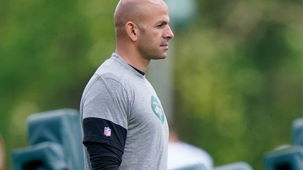 New York Jets head coach Robert Saleh watches his 