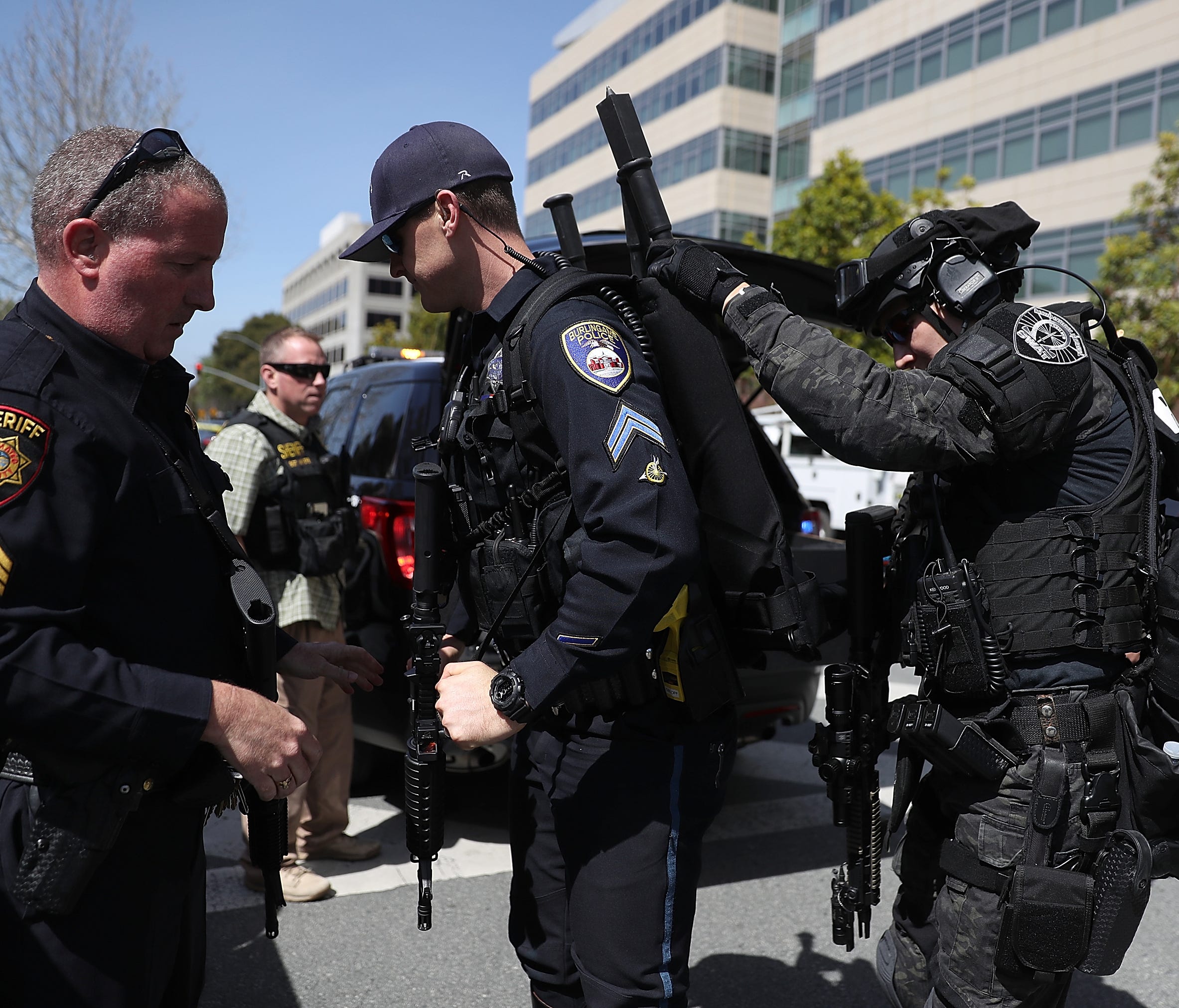 Police outside YouTube's headquarters on April 3, 2018.