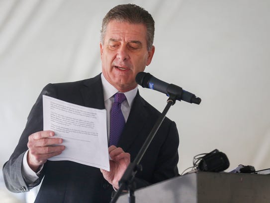 Mark Gardner, president of Gardner Capital Inc., speaks during a dedication ceremony for the Nixa Solar Energy Farm was held on Tuesday, Nov. 14, 2017.